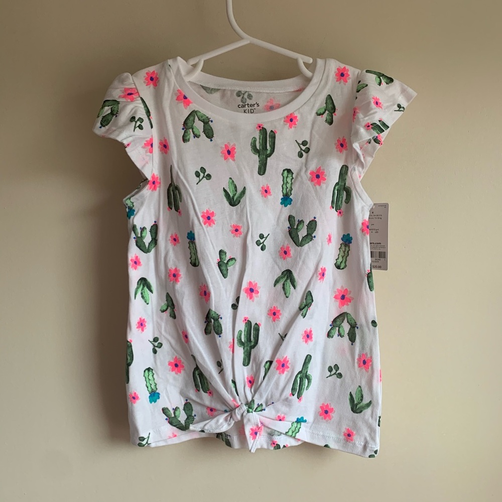 Carter’s Cactus Print Tie Front Short Sleeve Top